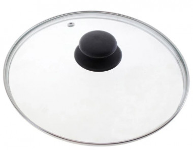 Крышка с ручкой стеклянная 20см. с метал/обод &mdash; Posudio