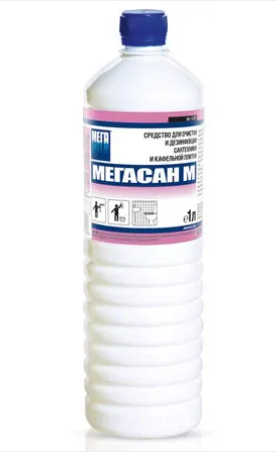 МЕГАСАН М гель ср-во для санит. очистки сантехники и каф. плитки с антимикроб дейст. 1л/12 &mdash; Posudio