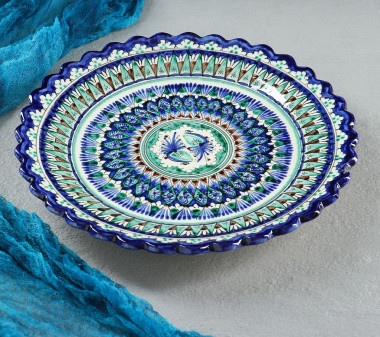 Тарелка плоская рифленая Риштанская Керамика 25см — Posudio