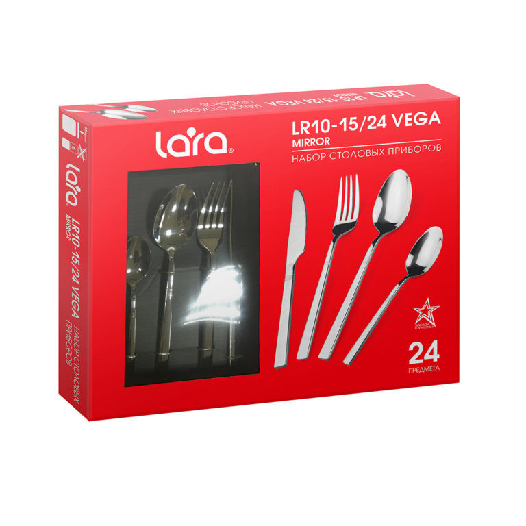 Набор столовых приборов LARA "VEGA Mirror" 24пр. LR10-15/24 фото 1 — Posudio
