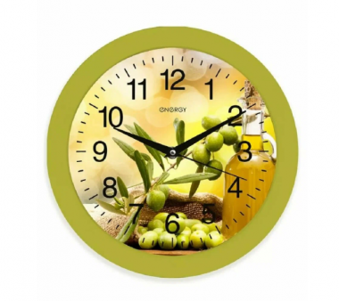 Часы настенные кварцевые ENERGY  модель ЕС-100 оливки &mdash; Posudio
