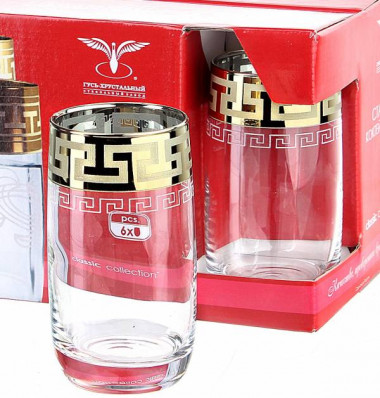 Набор 6 стаканов для сока с рис "Греческий узор" (Гусь Хрустальный) EAV03-809 &mdash; Posudio