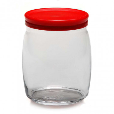 Банка 940 мл с красной пластиковой крышкой Pasabahce Cesni 43004B &mdash; Posudio