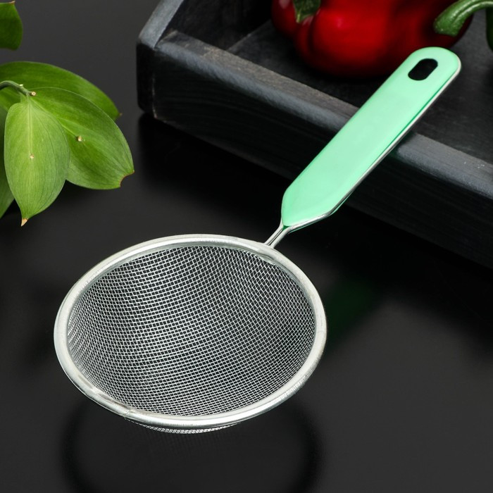 Сито с ручкой Доляна «Хозяюшка», d=10 см, цвет зелёный фото 1 — Posudio