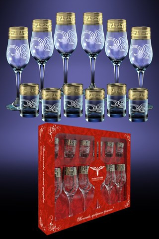 Набор 12пр. &quot;Греческий узор&quot; (Гусь Хрусталь) — Posudio