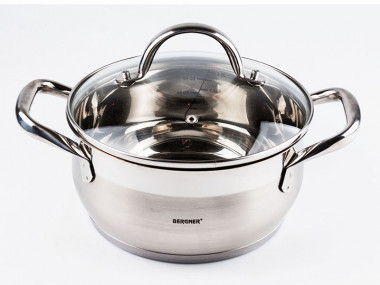 Кастрюля 2,7л нжс мет. ручки стекл. крышка (Gourmet) &mdash; Posudio