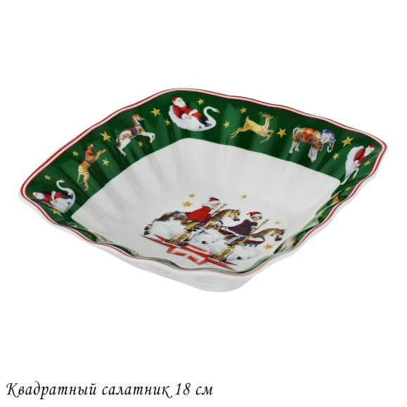 Квадратный салатник 15х4см НОВЫЙ ГОД в под.уп.(х36)Фарфор 305-180 фото 1 — Posudio