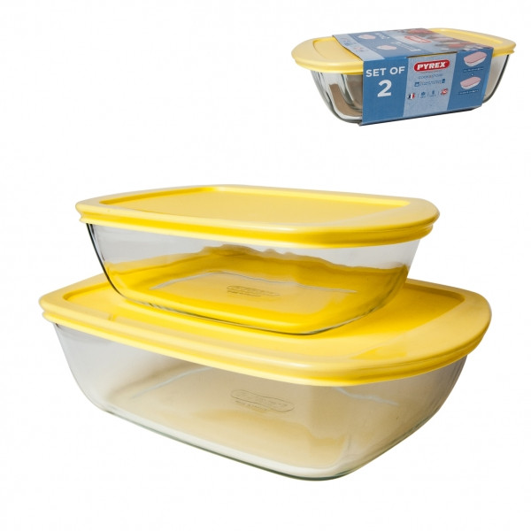 Набор прямоугольных форм для запекания 2шт Pyrex Cook&Store Citrus 912S911/6145 фото 1 — Posudio