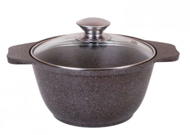 Кастрюля 1л со стекл.крышкой Кофейный мрамор (КУКМАРА) &mdash; Posudio