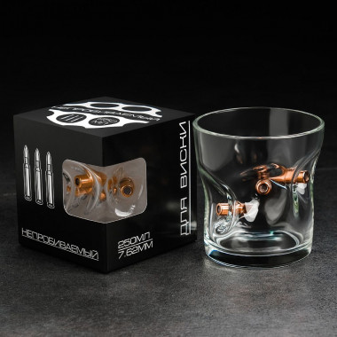 Стакан &quot;Непробиваемый&quot;  3пули, для виски 250 мл — Posudio
