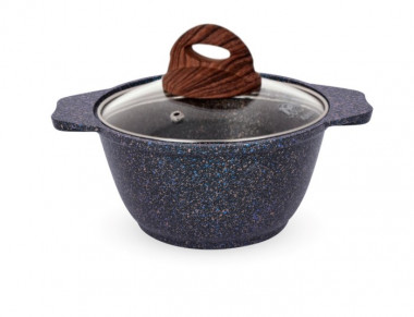 Кастрюля со стекл. крышкой 1л. Granit ultra(blue) &mdash; Posudio