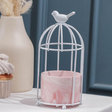 Конфетница "Голубка" 200 мл, 9,5х18 см, цвет розовый мрамор &mdash; Posudio