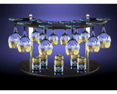 Набор с барной стойкой 19пр. с рис. &quot;Русский узор&quot; (Гусь Хрусталь) — Posudio