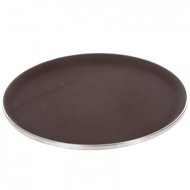 Поднос круглый прорезиненный с ободком из нержавеюще стали 400мм KLEN кт1216 — Posudio