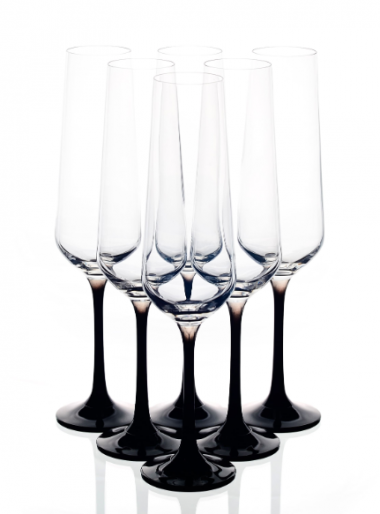 Сандра бокал д/шампанского 200мл.D4656 черная ножка &mdash; Posudio