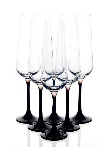 Сандра бокал д/шампанского 200мл.D4656 черная ножка фото 1 &mdash; Posudio