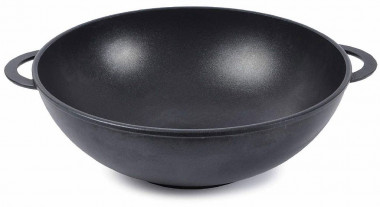 Вок сковорода (4л, 280 мм) с антипригарным покрытием, литыми ручками, без крышки, БИОЛ 2803П — Posudio