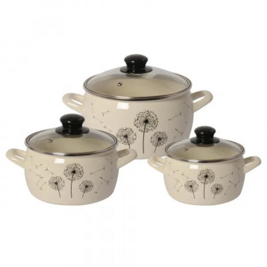 Набор посуды 6пр.(кастр.2,4л.+3,3л.+5,7л.)&quot;Одуванчик Эксклюзив&quot; — Posudio
