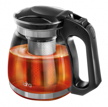 Чайник заварочный 1500мл, силик.стекло, стальной фильтр, подъем крышки (LARA), LR06-17 &mdash; Posudio