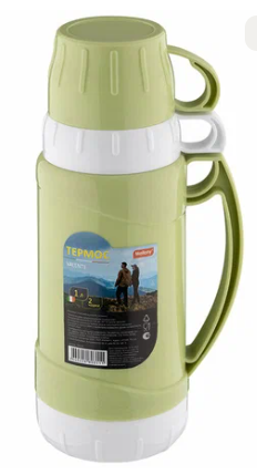 Термос в пластиковом корпусе со стеклянной колбой VALENTE, 1.8л (2чашки) &mdash; Posudio