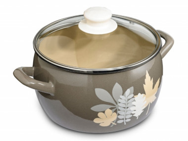 Кастрюля 7,9л. глуб.24см.стекл.крышк.&quot;Осенняя соната&quot; — Posudio