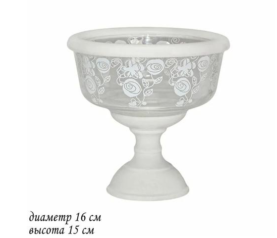 Конфетница на ножке 16см в под.уп.(х12)Стекло 110288 фото 1 &mdash; Posudio