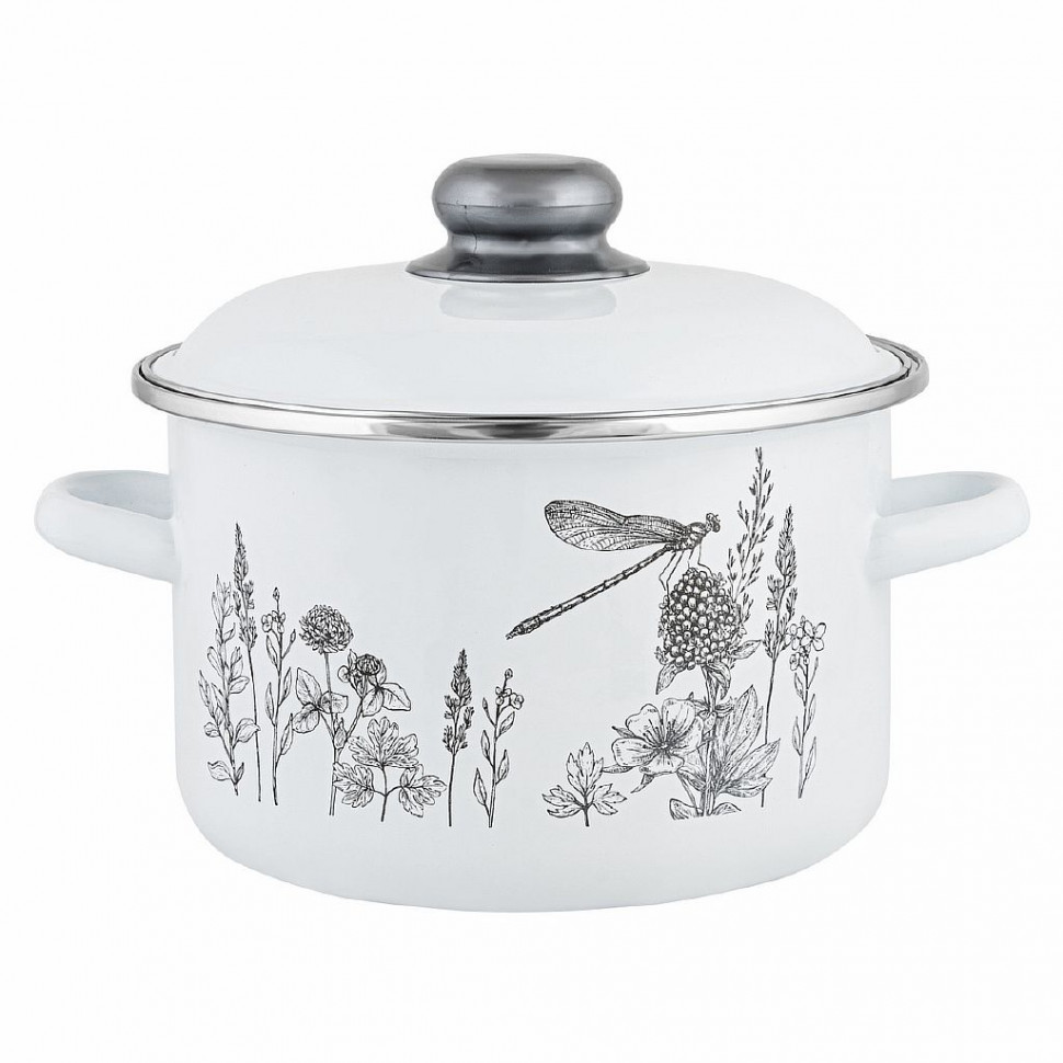 Кастрюля эмаль  цил. FLORA-2  2.0л фото 1 — Posudio