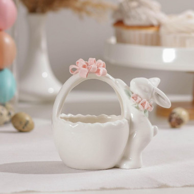 Конфетница "Зайка" 11х8х12 см, цвет белый &mdash; Posudio
