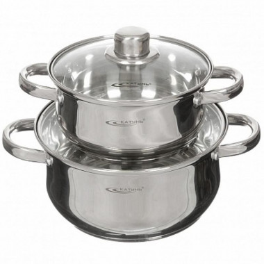 Набор кастрюль 4пр. (2,2л+3,2л), Катунь Гретта KT-04-D &mdash; Posudio