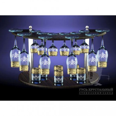 Набор с барной стойкой 19пр. с рис. &quot;Русский узор&quot; (Гусь Хрусталь) — Posudio