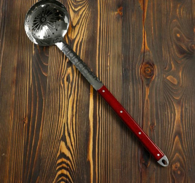 Шумовка для казана узбекская 60см, глубокая, с деревянной ручкой — Posudio