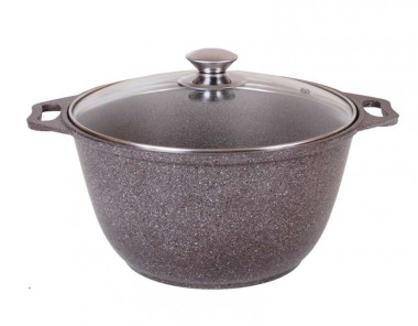 Кастрюля 2л. со стек.крыш. а/п Кофейный мрамор (КУКМАРА) &mdash; Posudio