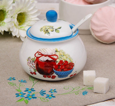 Сахарница с ложкой &quot;Вишневое варенье&quot; 320 мл, 10x9 см — Posudio