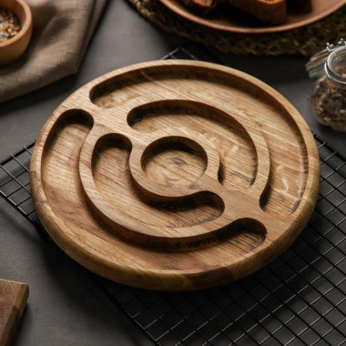 Менажница &quot;Фортуна&quot; круглая 5 секций d=25х2 см, массив дуба — Posudio