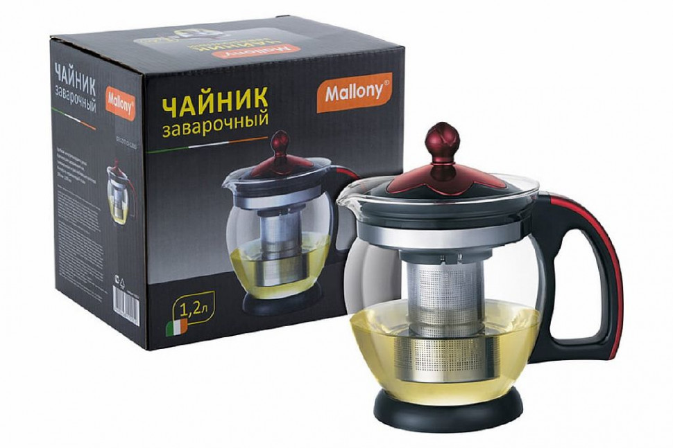 Чайник заварочный, DECOTTO-1200, объем: 1,2 л, с пластик ручкой, фильтр из нерж стали фото 1 — Posudio