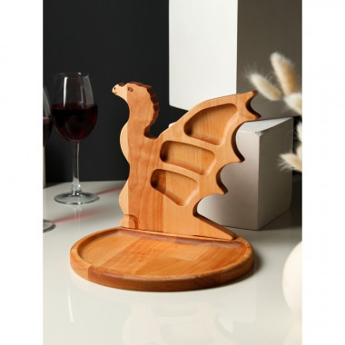 Подарочный набор деревянной посуды Adelica «Дракон 2024», доска для подачи d=25, менажница 23×22,5 с &mdash; Posudio