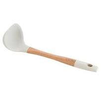 Половник силиконовый с ручкой из высококлассного бамбука, белого цвета M04-019-W фото 1 &mdash; Posudio