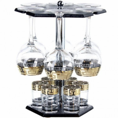 Набор с барной стойкой 13пр.  с рис&quot;Греческий узор&quot; (Гусь Хрусталь) — Posudio