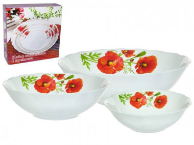 Набор салатников 3пр. (15см, 18см, 23см) "МАКИ" &mdash; Posudio