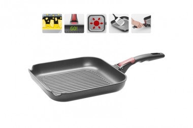 Сковорода-гриль с антипригарным покрытием и съёмной ручкой, 26х26 см Nadoba Vilma, NAD728220 — Posudio