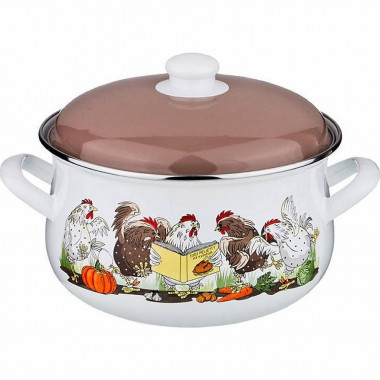 Кастрюля эмалиров."Куриный переполох" 2,4л. &mdash; Posudio