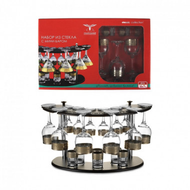 Набор с барной стойкой 19пр. &quot;Версаче&quot; (Гусь Хрусталь) — Posudio