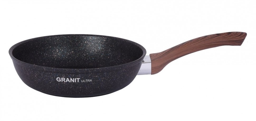 Сковорода 240мм с ручкой, стекл. крышкой Гранит Blue (КУКМАРА) фото 1 — Posudio