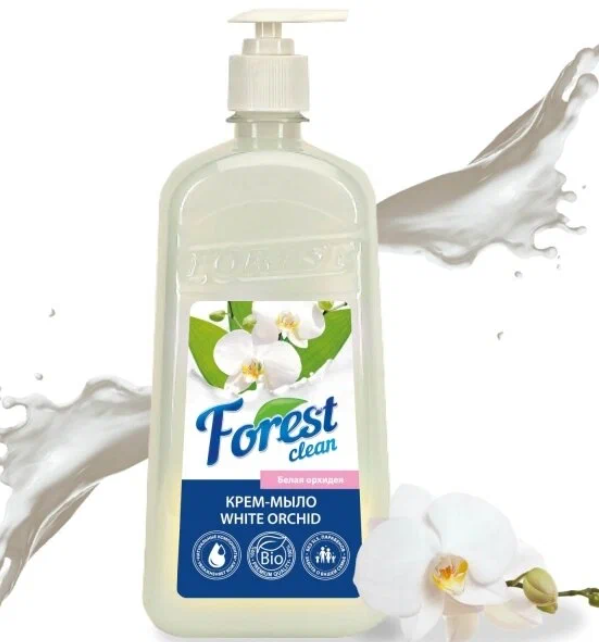 Крем-мыло "Белая орхидея" 1л Forest clean ЕВРО фото 1 — Posudio