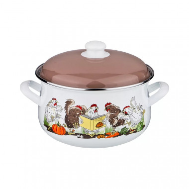 Кастрюля эмалиров."Куриный переполох" 3,3л. &mdash; Posudio