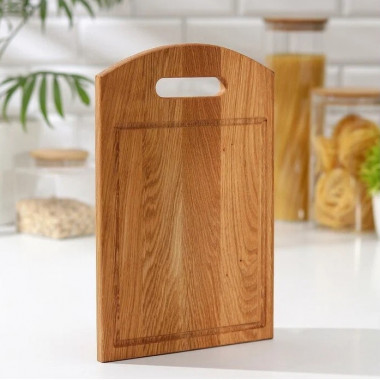 Доска разд.30*20см с дер ручк. с желоб. (Новое Время) &mdash; Posudio