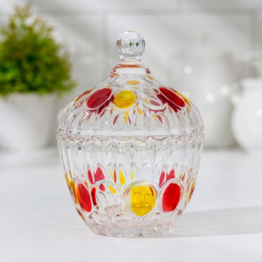 Сахарница &quot;Венеция, краски&quot; с крышкой 250 мл 10х13 см — Posudio