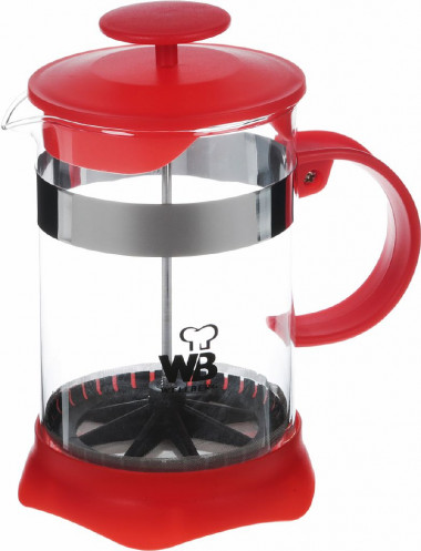 Кофейник 0,8л нжс+пласт+стекл. Френч-пресс  (Wellberg), 9935KH/WB — Posudio