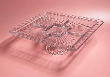 Менажница квадратная 35,6см. на ножке в под. уп. стекло &mdash; Posudio