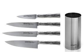 Набор из 4ёх Ножей +подставка  Samura Bamboo — Posudio